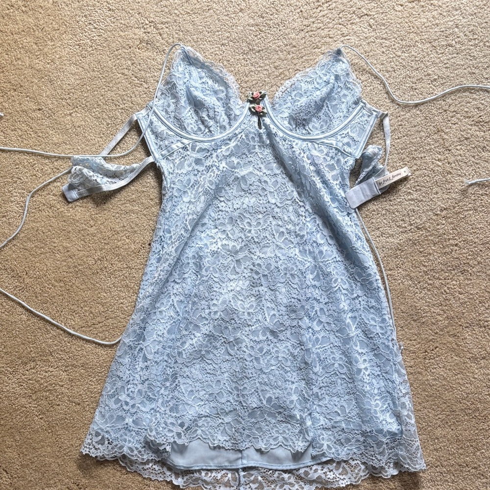 For Love And Lemons Sky Blue Lace Dress